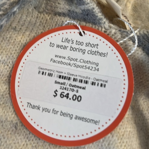 Hem & thread Cozy Cream and Gray Patterned Hoodie - Picture 4 of 8